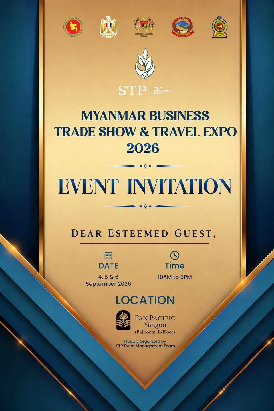 Official Myanmar Business Trade Show and Travel Expo 2026 invitation for Dear Esteemed Guest